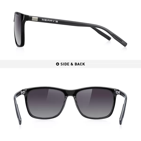 MERRYS Unisex Polarized Aluminum Sunglasses Vintage Sun Glasses For MenWomen S8286Black FrameGray Gradient LensBlack Temples
