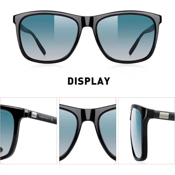 MERRYS Unisex Polarized Aluminum Sunglasses Vintage Sun Glasses For MenWomen S8286Black FrameGreen Gradient LensBlack Temples