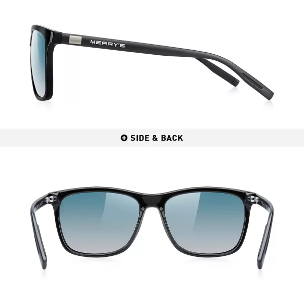 MERRYS Unisex Polarized Aluminum Sunglasses Vintage Sun Glasses For MenWomen S8286Black FrameGreen Gradient LensBlack Temples