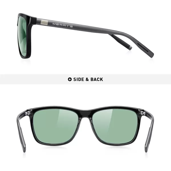 MERRYS Unisex Polarized Aluminum Sunglasses Vintage Sun Glasses For MenWomen S8286Black FrameGreen Tinted LensGray Temples