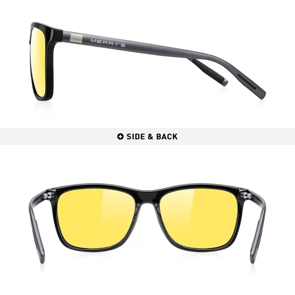 MERRYS Unisex Polarized Aluminum Sunglasses Vintage Sun Glasses For MenWomen S8286Black FrameNight Vision LensGray Temples