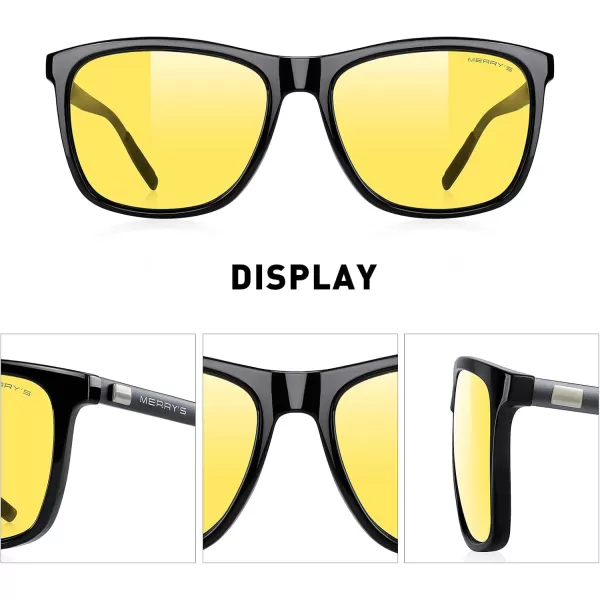 MERRYS Unisex Polarized Aluminum Sunglasses Vintage Sun Glasses For MenWomen S8286Black FrameNight Vision LensGray Temples