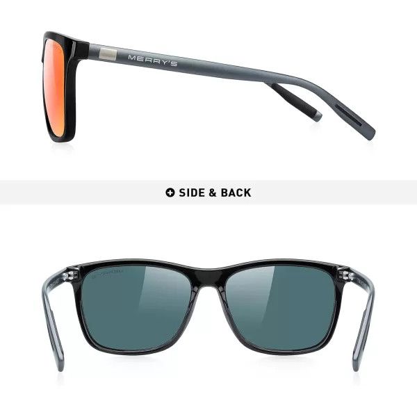 MERRYS Unisex Polarized Aluminum Sunglasses Vintage Sun Glasses For MenWomen S8286Black FrameRed Mirror LensGrey Temples