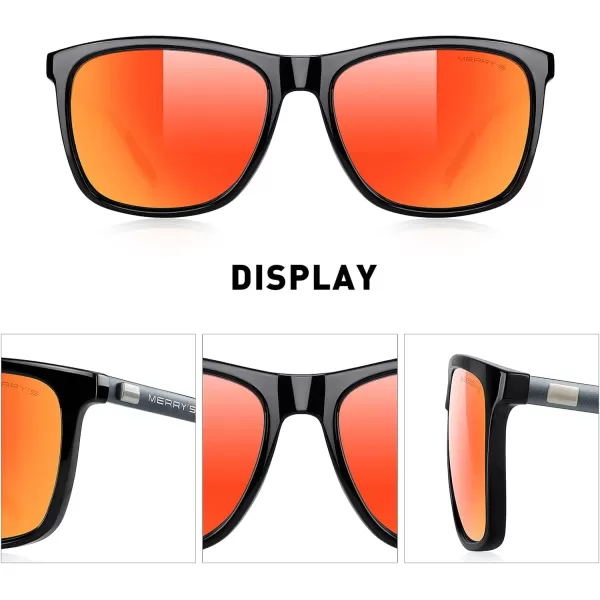 MERRYS Unisex Polarized Aluminum Sunglasses Vintage Sun Glasses For MenWomen S8286Black FrameRed Mirror LensGrey Temples