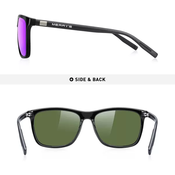 MERRYS Unisex Polarized Aluminum Sunglasses Vintage Sun Glasses For MenWomen S8286Black FrameRed Purple Mirror LensBlack Temples