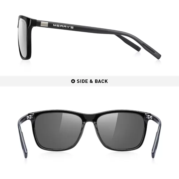 MERRYS Unisex Polarized Aluminum Sunglasses Vintage Sun Glasses For MenWomen S8286Black FrameSilver MirrorBlack Temples
