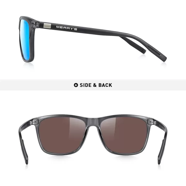 MERRYS Unisex Polarized Aluminum Sunglasses Vintage Sun Glasses For MenWomen S8286Drak Grey FrameBlue Mirror LensBlack Temples