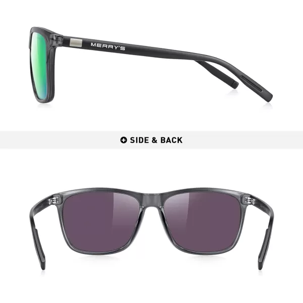 MERRYS Unisex Polarized Aluminum Sunglasses Vintage Sun Glasses For MenWomen S8286Drak Grey FrameGreen Mirror LensBlack Temples