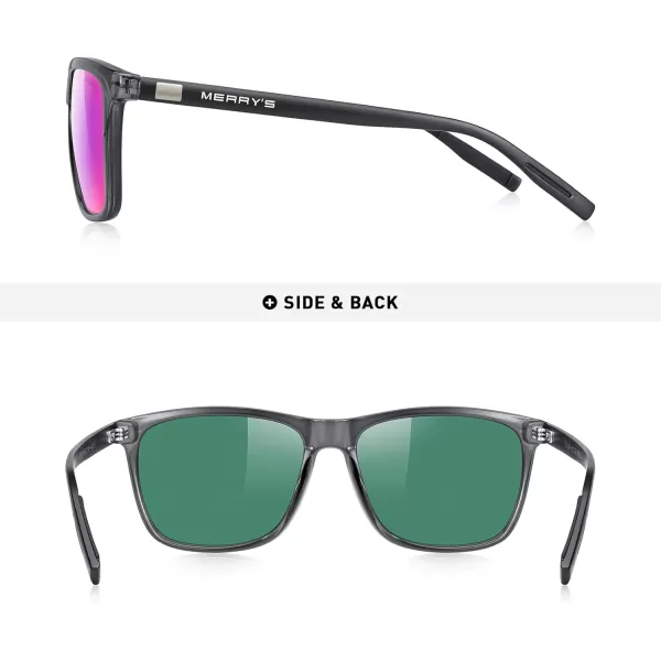 MERRYS Unisex Polarized Aluminum Sunglasses Vintage Sun Glasses For MenWomen S8286Drak Grey FrameRed Purple Mirror LensBlack Temples