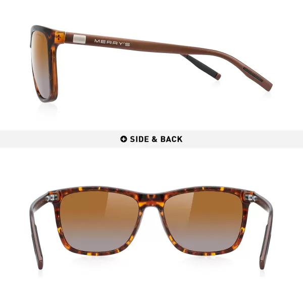 MERRYS Unisex Polarized Aluminum Sunglasses Vintage Sun Glasses For MenWomen S8286Leopard FrameBrown Gradient LensBrown Temples