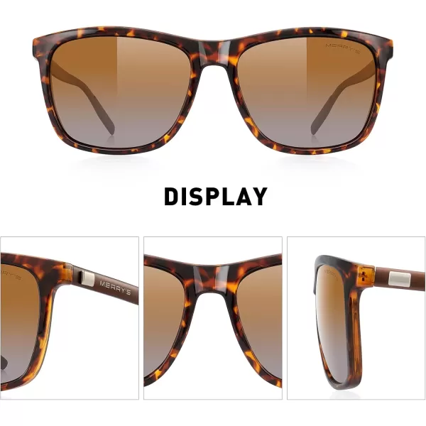 MERRYS Unisex Polarized Aluminum Sunglasses Vintage Sun Glasses For MenWomen S8286Leopard FrameBrown Gradient LensBrown Temples