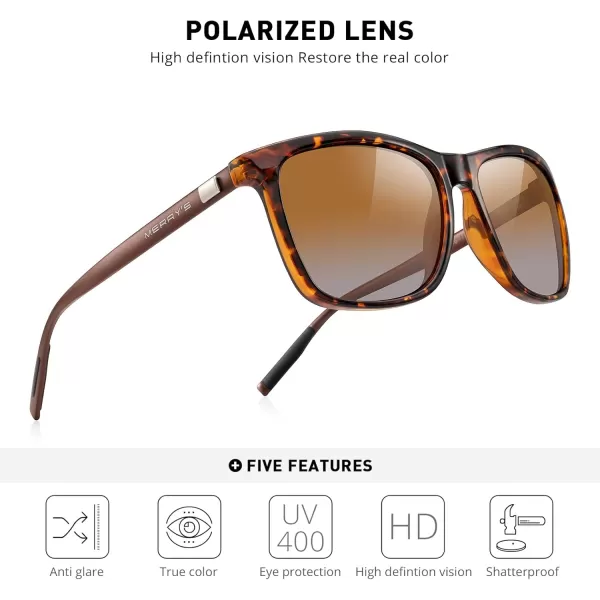 MERRYS Unisex Polarized Aluminum Sunglasses Vintage Sun Glasses For MenWomen S8286Leopard FrameBrown Gradient LensBrown Temples