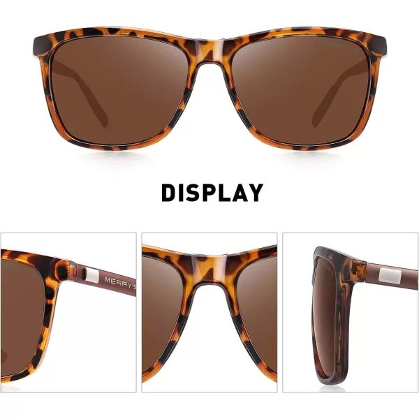 MERRYS Unisex Polarized Aluminum Sunglasses Vintage Sun Glasses For MenWomen S8286Leopard FrameBrown LensBrown Temples