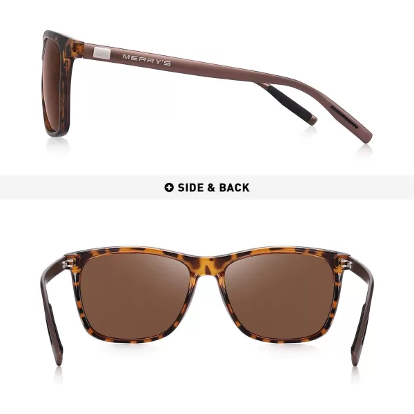 MERRYS Unisex Polarized Aluminum Sunglasses Vintage Sun Glasses For MenWomen S8286Leopard FrameBrown LensBrown Temples