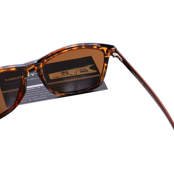 MERRYS Unisex Polarized Aluminum Sunglasses Vintage Sun Glasses For MenWomen S8286Leopard FrameBrown LensBrown Temples