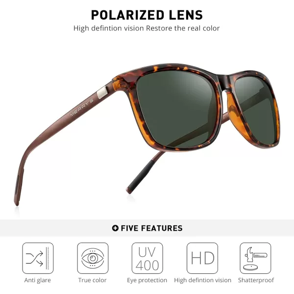 MERRYS Unisex Polarized Aluminum Sunglasses Vintage Sun Glasses For MenWomen S8286Leopard FrameG15 LensBrown Temples