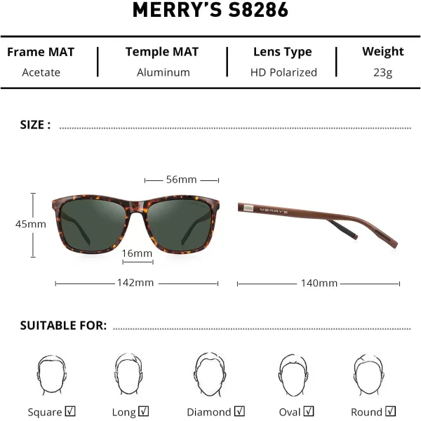 MERRYS Unisex Polarized Aluminum Sunglasses Vintage Sun Glasses For MenWomen S8286Leopard FrameG15 LensBrown Temples