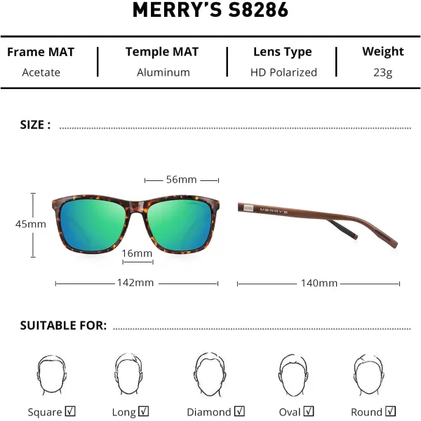 MERRYS Unisex Polarized Aluminum Sunglasses Vintage Sun Glasses For MenWomen S8286Leopard FrameGreen Mirror LensBrown Temples