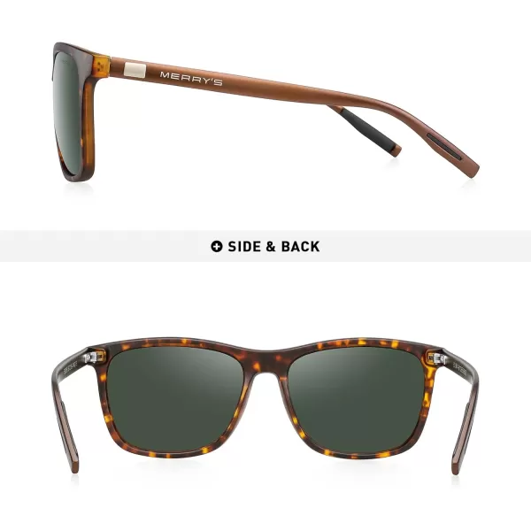 MERRYS Unisex Polarized Aluminum Sunglasses Vintage Sun Glasses For MenWomen S8286Matte LeopardG15 LensBrown Temples