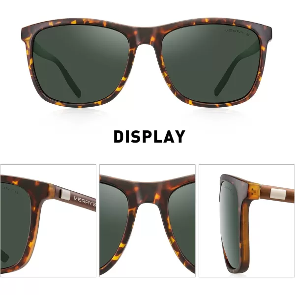MERRYS Unisex Polarized Aluminum Sunglasses Vintage Sun Glasses For MenWomen S8286Matte LeopardG15 LensBrown Temples