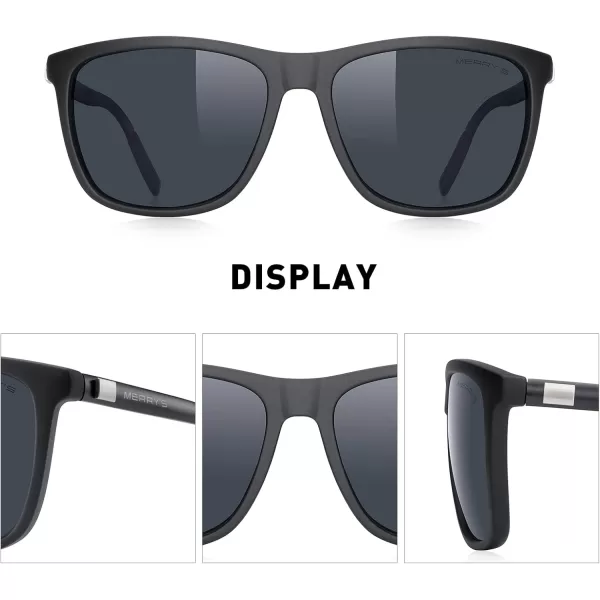 MERRYS Unisex Polarized Aluminum Sunglasses Vintage Sun Glasses For MenWomen S8286Rubber Black FrameBlack LensBlack Temples