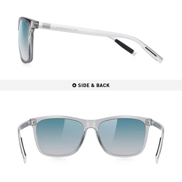 MERRYS Unisex Polarized Aluminum Sunglasses Vintage Sun Glasses For MenWomen S8286Tra Gray FrameGreen Gradient LensSilver Temples