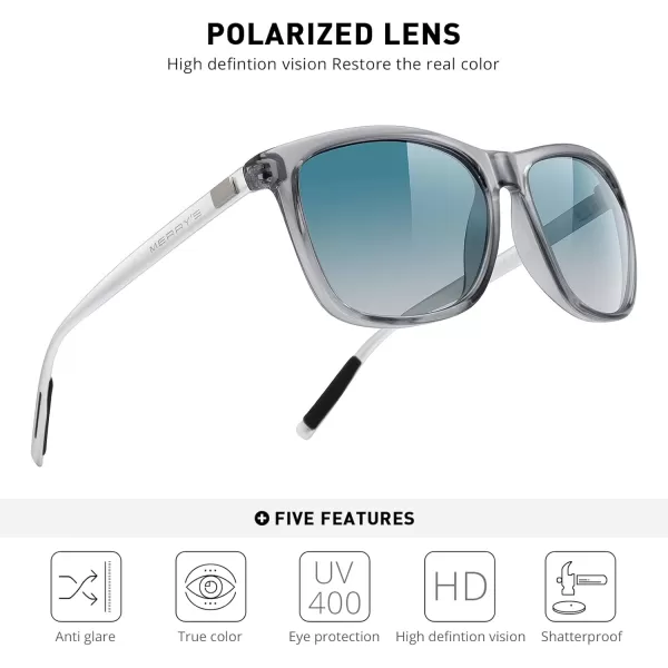 MERRYS Unisex Polarized Aluminum Sunglasses Vintage Sun Glasses For MenWomen S8286Tra Gray FrameGreen Gradient LensSilver Temples