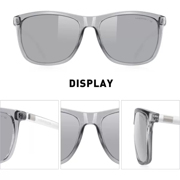 MERRYS Unisex Polarized Aluminum Sunglasses Vintage Sun Glasses For MenWomen S8286Tra Gray FrameSilver Mirror LensSilver Temples