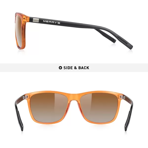 MERRYS Unisex Polarized Aluminum Sunglasses Vintage Sun Glasses For MenWomen S8286Tra Orange FrameBrown Gradient LensBlack Temples