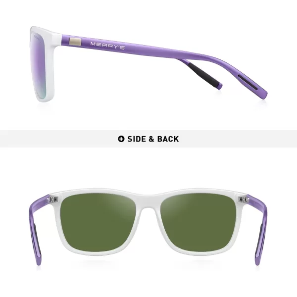 MERRYS Unisex Polarized Aluminum Sunglasses Vintage Sun Glasses For MenWomen S8286White FramePurple Mirror LensPurple Temples