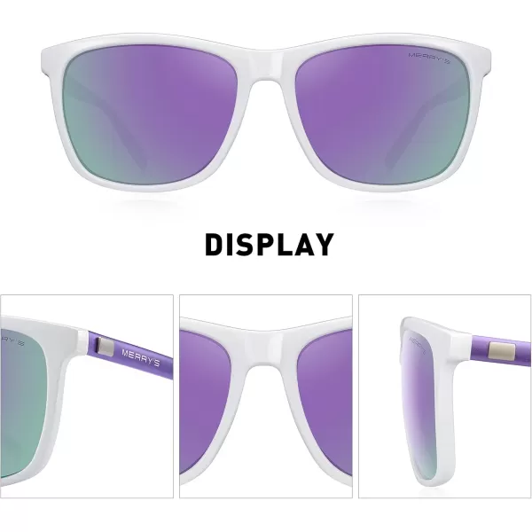 MERRYS Unisex Polarized Aluminum Sunglasses Vintage Sun Glasses For MenWomen S8286White FramePurple Mirror LensPurple Temples
