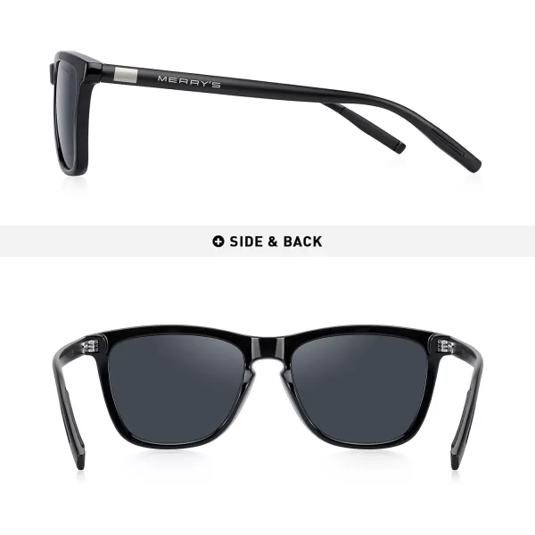 MERRYS Unisex Polarized Sunglasses for Women Men Classic Retro Designer Style Aluminum LegsBlack FrameBlack LensBlack Temples