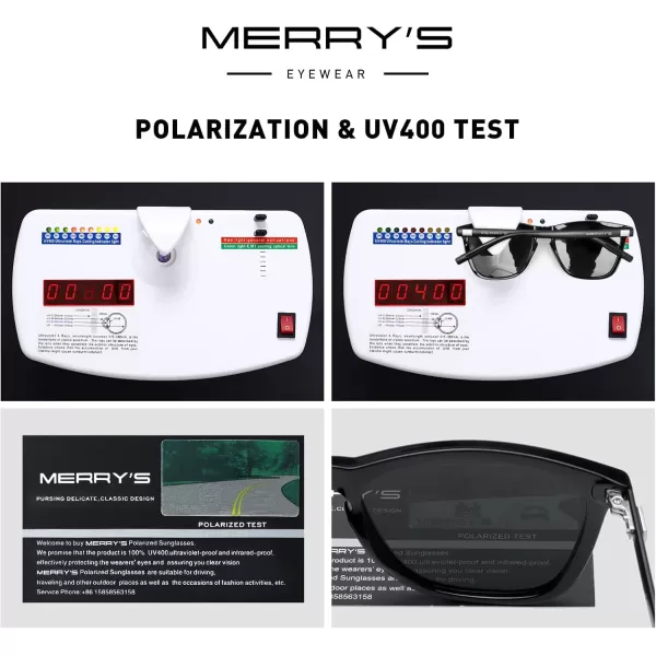 MERRYS Unisex Polarized Sunglasses for Women Men Classic Retro Designer Style Aluminum LegsBlack FrameBlack LensBlack Temples