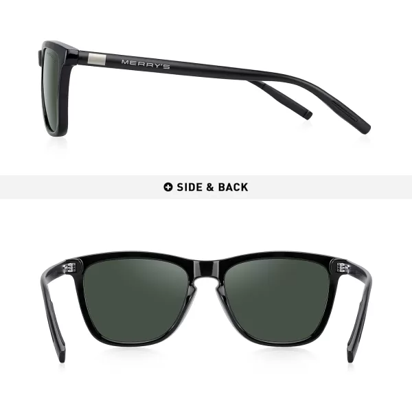 MERRYS Unisex Polarized Sunglasses for Women Men Classic Retro Designer Style Aluminum LegsBlack FrameG15 LensBlack Temples