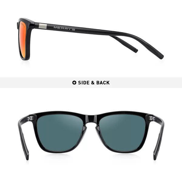 MERRYS Unisex Polarized Sunglasses for Women Men Classic Retro Designer Style Aluminum LegsBlack FrameRed Mirror LensBlack Temples