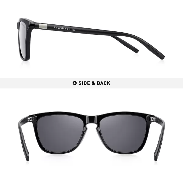 MERRYS Unisex Polarized Sunglasses for Women Men Classic Retro Designer Style Aluminum LegsBlack FrameSilver Mirror LensBlack Temples