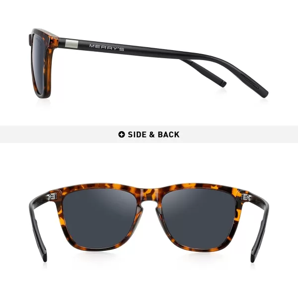 MERRYS Unisex Polarized Sunglasses for Women Men Classic Retro Designer Style Aluminum LegsLeopard FrameBlack LensBlack Temples