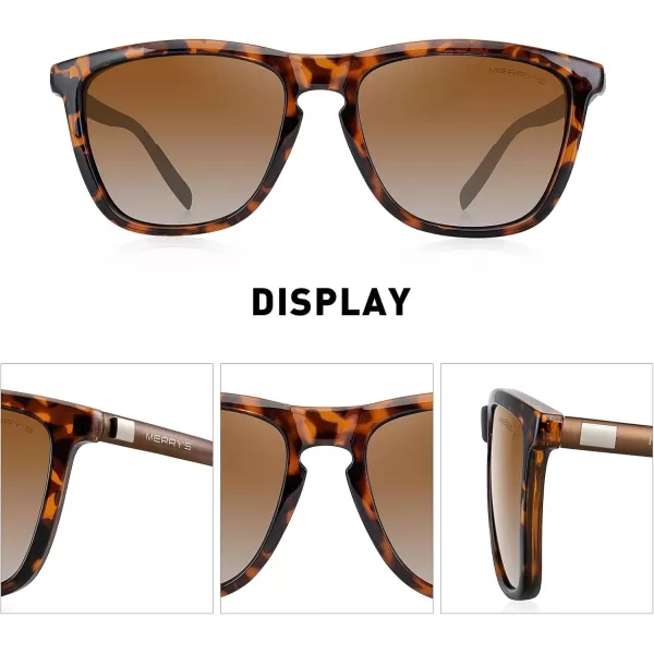 MERRYS Unisex Polarized Sunglasses for Women Men Classic Retro Designer Style Aluminum LegsLeopard FrameBrown Gradient LensBrown Temples