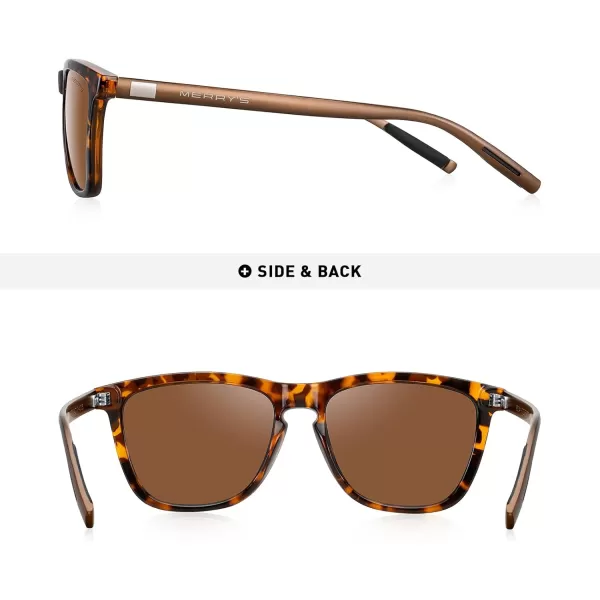 MERRYS Unisex Polarized Sunglasses for Women Men Classic Retro Designer Style Aluminum LegsLeopard FrameBrown LensBrown Temples