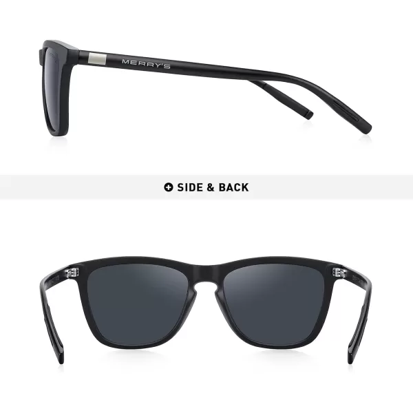 MERRYS Unisex Polarized Sunglasses for Women Men Classic Retro Designer Style Aluminum LegsMatte Black FrameBlack LensBlack Temples