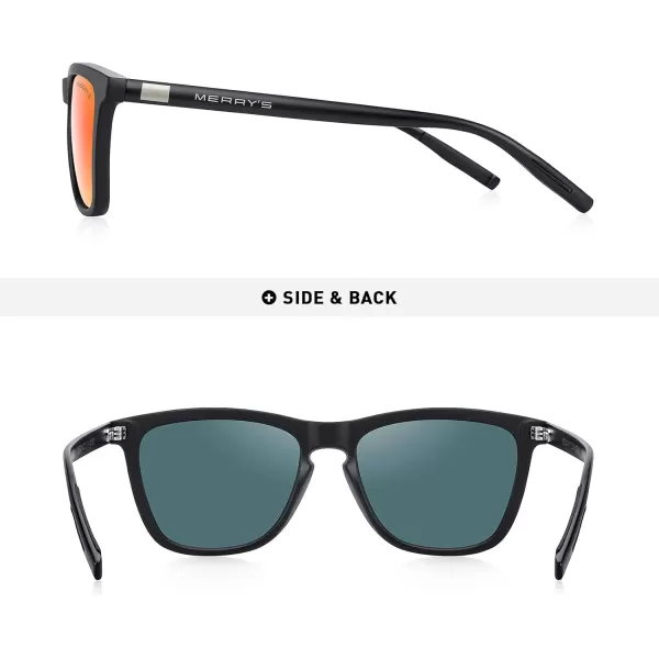 MERRYS Unisex Polarized Sunglasses for Women Men Classic Retro Designer Style Aluminum LegsMatte Black FrameRed Mirror LensBlack Temples