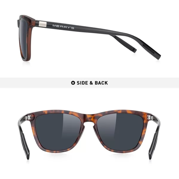 MERRYS Unisex Polarized Sunglasses for Women Men Classic Retro Designer Style Aluminum LegsMatte Leopard FrameBlack LensBlack Temples