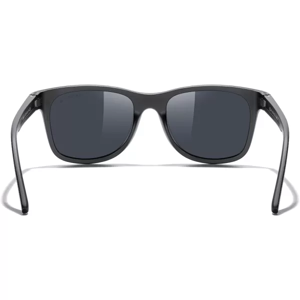 MERRYS Unisex Polarized Sunglasses for lovers Lightweight TR90 Frame Square Sun Glasses for MenWomenBlack FrameBlack Lens