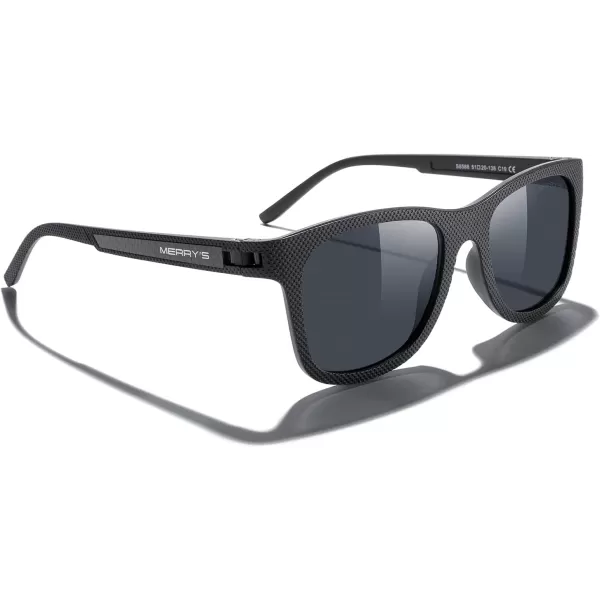 MERRYS Unisex Polarized Sunglasses for lovers Lightweight TR90 Frame Square Sun Glasses for MenWomenBlack FrameBlack Lens