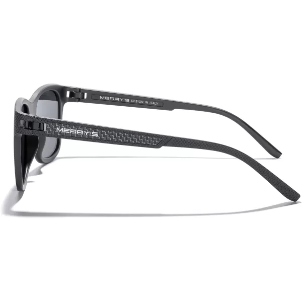 MERRYS Unisex Polarized Sunglasses for lovers Lightweight TR90 Frame Square Sun Glasses for MenWomenBlack FrameBlack Lens