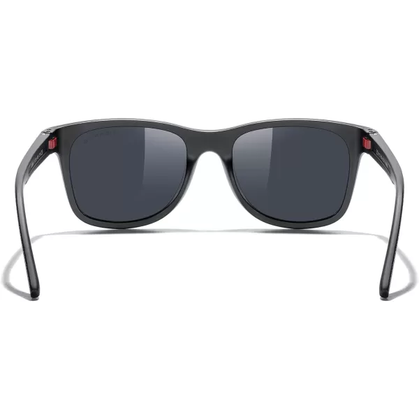 MERRYS Unisex Polarized Sunglasses for lovers Lightweight TR90 Frame Square Sun Glasses for MenWomenBlack FrameBlack LensRed Hinge