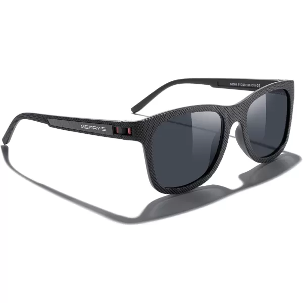 MERRYS Unisex Polarized Sunglasses for lovers Lightweight TR90 Frame Square Sun Glasses for MenWomenBlack FrameBlack LensRed Hinge
