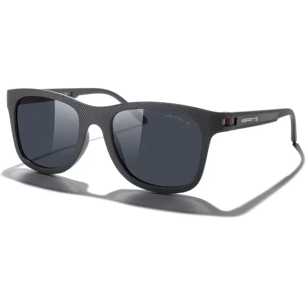 MERRYS Unisex Polarized Sunglasses for lovers Lightweight TR90 Frame Square Sun Glasses for MenWomenBlack FrameBlack LensRed Hinge