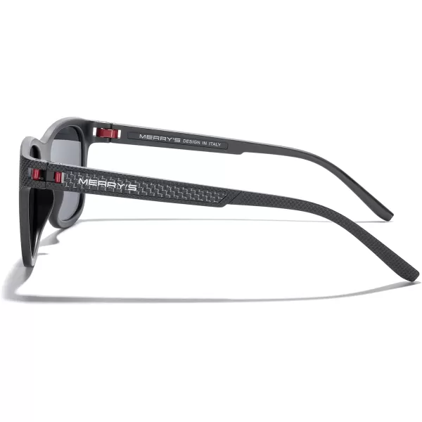 MERRYS Unisex Polarized Sunglasses for lovers Lightweight TR90 Frame Square Sun Glasses for MenWomenBlack FrameBlack LensRed Hinge