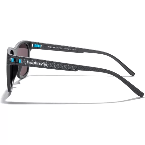 MERRYS Unisex Polarized Sunglasses for lovers Lightweight TR90 Frame Square Sun Glasses for MenWomenBlack FrameBlue Mirror Lens